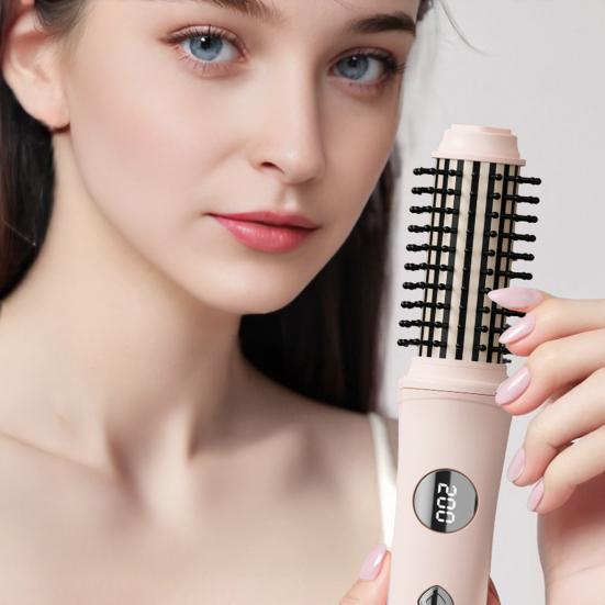 Yousheng Cordless Hair Curling Iron Brush 3-in-1 Fast Heating Thermal Brush Rechargeable Travel Heated Round Brush Electric Hair Curling Wand Styling