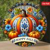Happy Fall Pumpkin Decor Vintage Tin Metal Sign, Rustic Wall Art Home Kitchen Porch, 8x8 Inch Autumn Thanksgiving Holiday