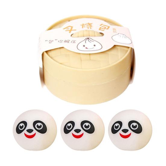 1/3Pcs Steamed Bun Toy with Steamer Pig Chick Panda Bunny Bun Squeeze Toy Slow Rebound Simulated Dumpling Stress Ball Office Desk Relaxation Tool