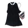Ji Zhi Black ~ Hepburn Real Velvet Fishtail Skirt! Goddess Is Wearing Autumn and Winter Small White Yarn Collar Dress Bi Fire