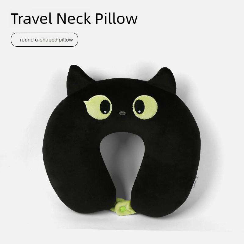 Cartoon Cat Deformable U-Shaped Neck Pillow with PP Cotton Filling for Napping Travel Cervical Neck Support Pillow