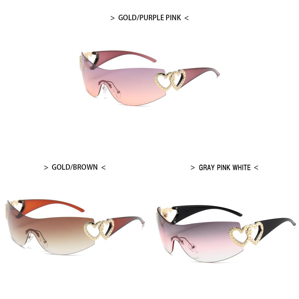 Y2k Herz Sonnenbrille Mode Randlos UV400 Sonnenschutz Für Street Style