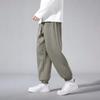 Spring Men's Solid Color Lace-up Letter Print Loose Cuff Casual Pants