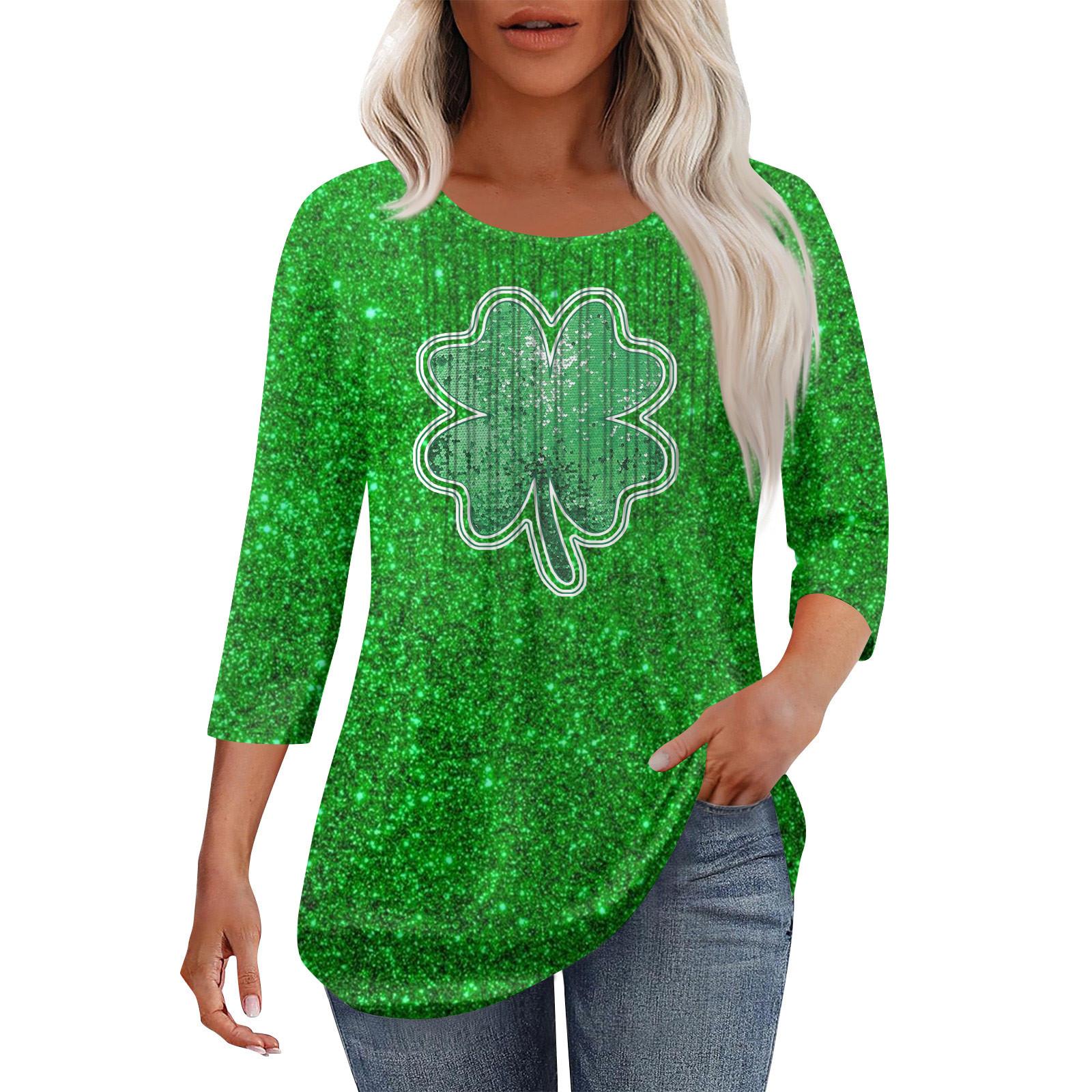 

Жіноча модна повсякденна плісована футболка з круглим вирізом і сімома чвертями рукавів XXL