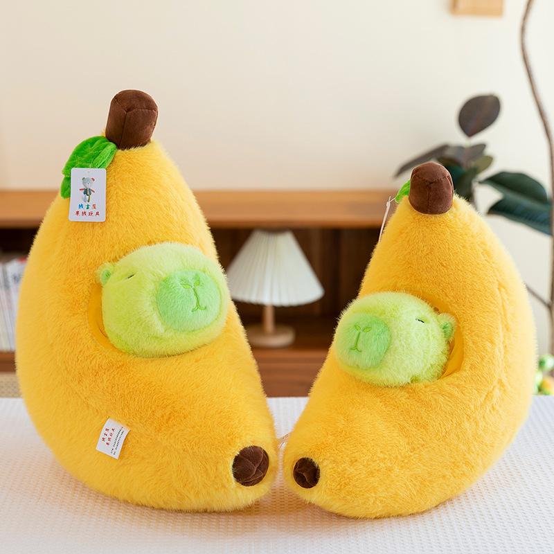 35Cm Simulation Banana Capybara Plush Doll Cloth Doll Cartoon Banana Capibara Doll Soft Cute Doll Capibara Anime Fluffty Toy