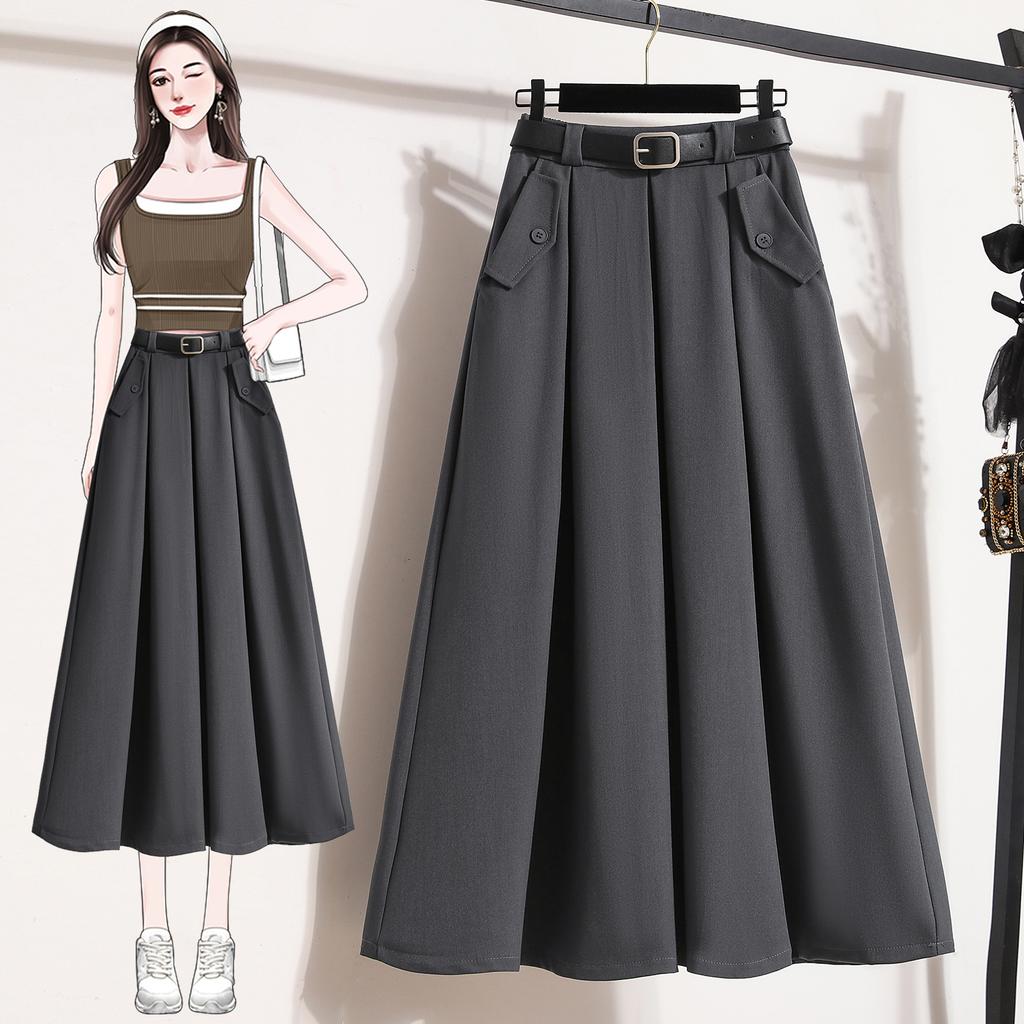 Dimanaf 2025 New Spring Summer Plus Size Women Long Skirts High Waist Vintage Elastic Elegant Pleated Skirts Loose
