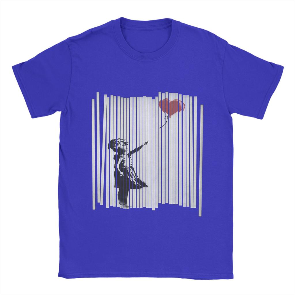Banksy T-Shirt Sommer Zerrissenes Ballonmädchen Neuheit T-Shirts Herren Reine O-Ausschnitt Übergröße Kleidung Kurze Ärmel Lustiges T-Shirt