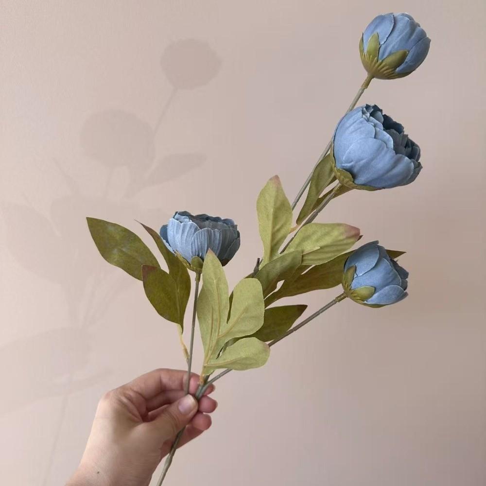 1Pc Long Stem Artificial Peony Bouquet 4 Heads Faux Peony Branch Party Wedding Bride Decoration