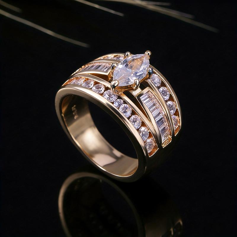 Fashionable women s personalized, simple and creative ring, high-end and atmospheric design, versatile engagement ring 6 золотистый