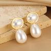 Elegant Water Drop Pearl Earrings For Women Gold Stainless Steel Geometric Oval Earrings Wedding Party Jewelry Gifts