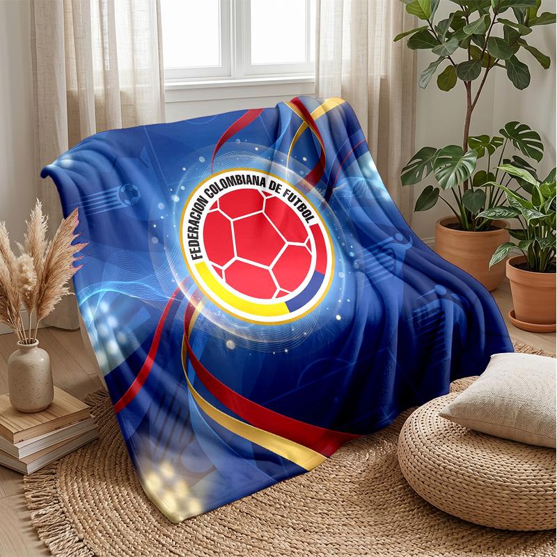 Colombia Football Printed Flannel Blanket Skin Friendly Warm Decorative Throw for Indoor Couch Bed Daily Use