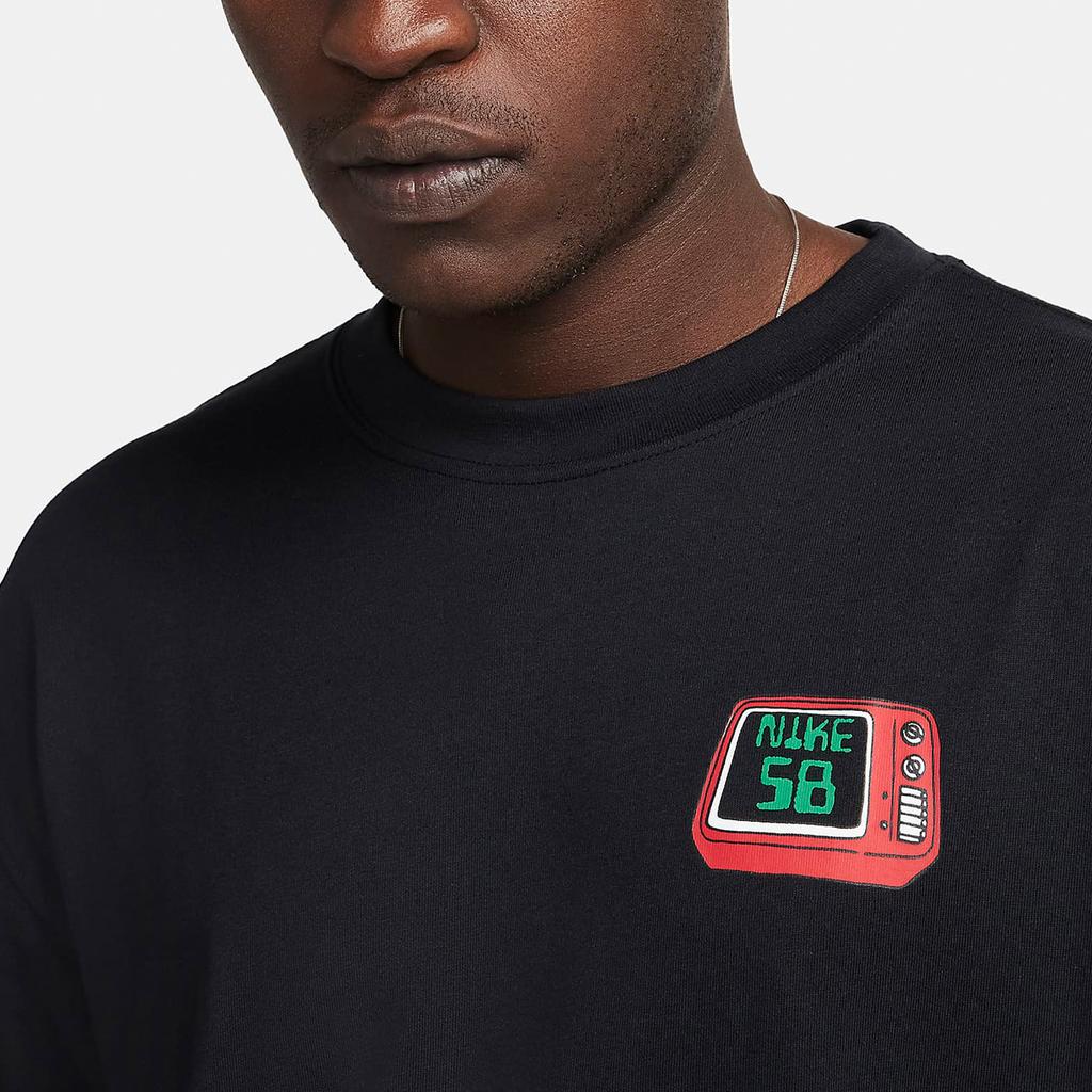 Nike Sb Gedrucktes Muster Rundhals Lässiges Langarm-T-Shirt Herren Tops Schwarz FQ3714-010