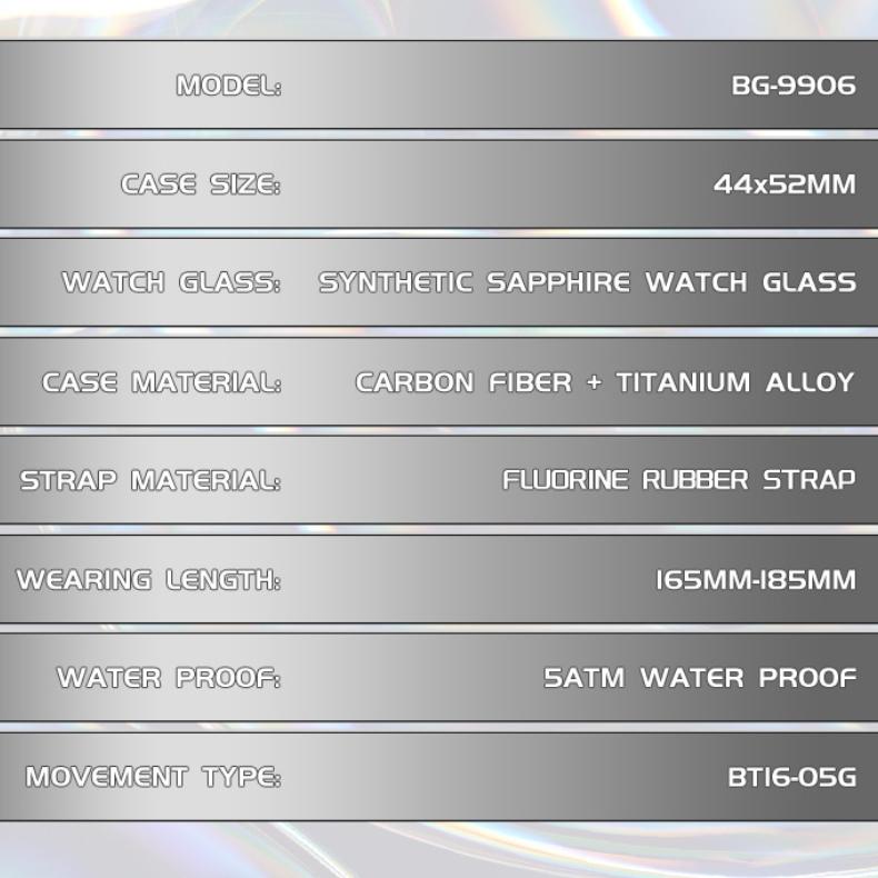 Bonest Gatti Herren Mechanische Uhr Leuchtend Kohlefaser