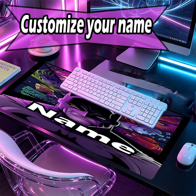 Custom Name Personalized Batman Pattern Mousepad, Laptop PC Desk Mat, Decorative Desk Mat for Home Keyboard Pad Gift