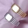Fashion DIY Drip Oil Rhinestone Round Oval Water Droplets Blank Settings Open Adjustable Stainless Steel Ring For Women Men Gift