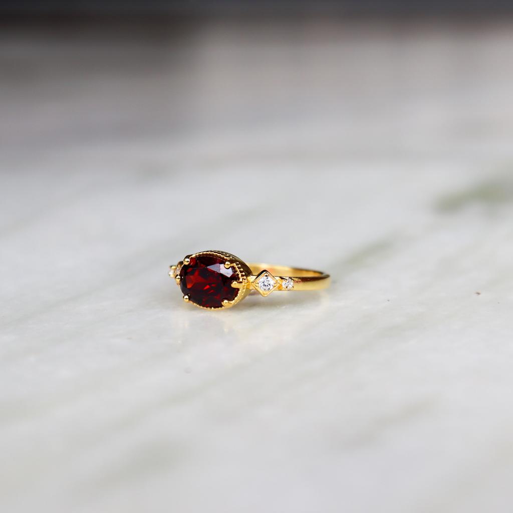 Natural Garnet Handmade Jewelry 925 Sterling Silver Silver Ring Gemstone Jewelry