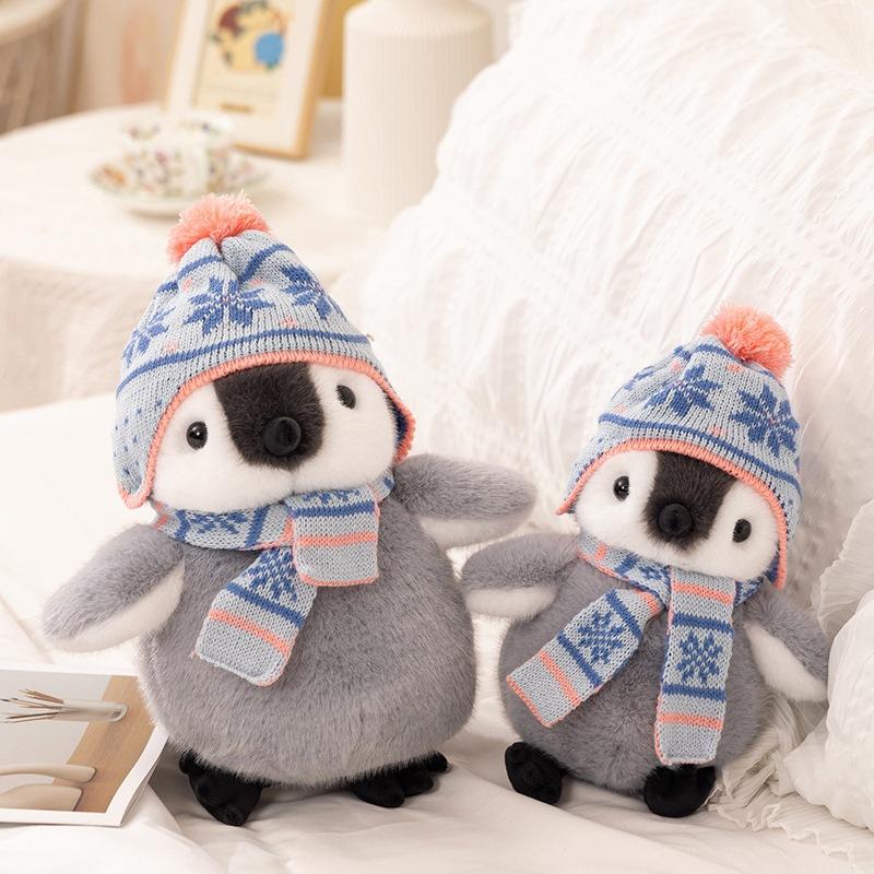 Snowflake hat penguin doll plush toy aquarium scarf little penguin decorative doll children's new year gift