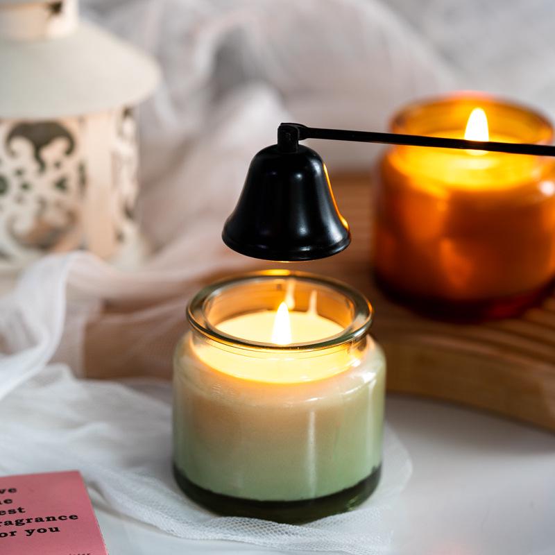 Transparent Green Tea Scented Candle Holder with Cork Lid - High-Temperature Resistant Glass