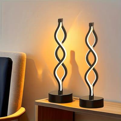 Retro Spiral LED Seaweed Table Lamp Bedside Lamp Tri Color Adjustable USB Power Supply Suitable for Bedroom and Living Room