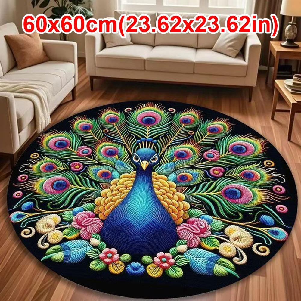Special-shaped Peacock Carpet Soft Bathroom Floor Mat for Living Room Tea Table Bedside