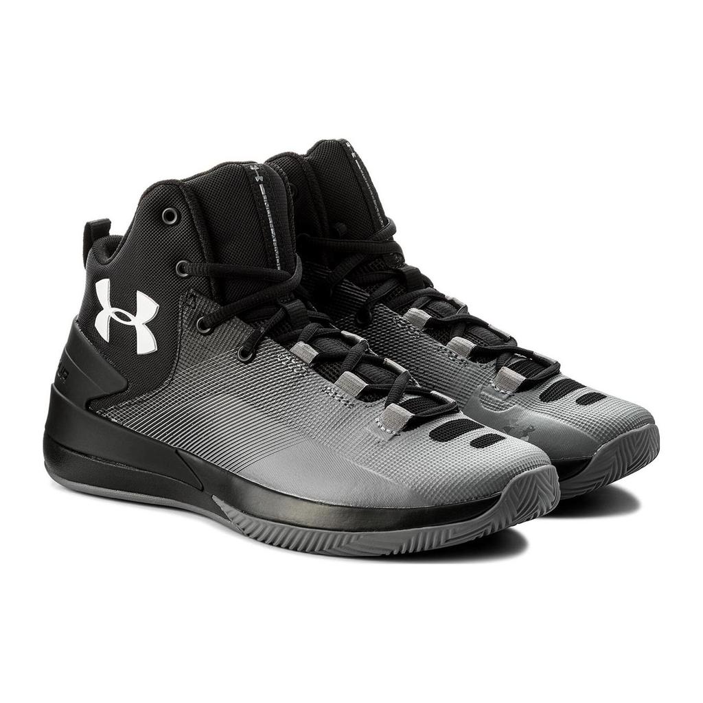 Under Armour Rocket 3 Rundzehen Schnürschuhe Rutschfeste Mid-Top Basketballschuhe Herren Sneakers Schwarz 3000087-005