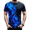 Modny Męski Trendy Krótki Rękaw Seria Płomieni Drukowany 3D Street T-shirt Okrągły Dekolt Casualowy Top