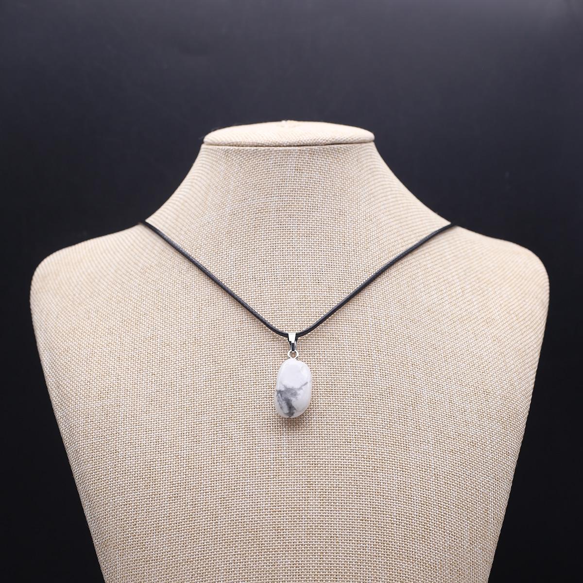 

1 шт. Лот Намисто з натурального каменю Кулон Нерегулярний Кристалічний Кварцовий Агат Ляпіс Лазулі Мотузка Намиста Ланцюжки для Жінок Чоловічі Ювелірні Подарунки 15×25-20×30 мм 1Pcs/White Turquoise