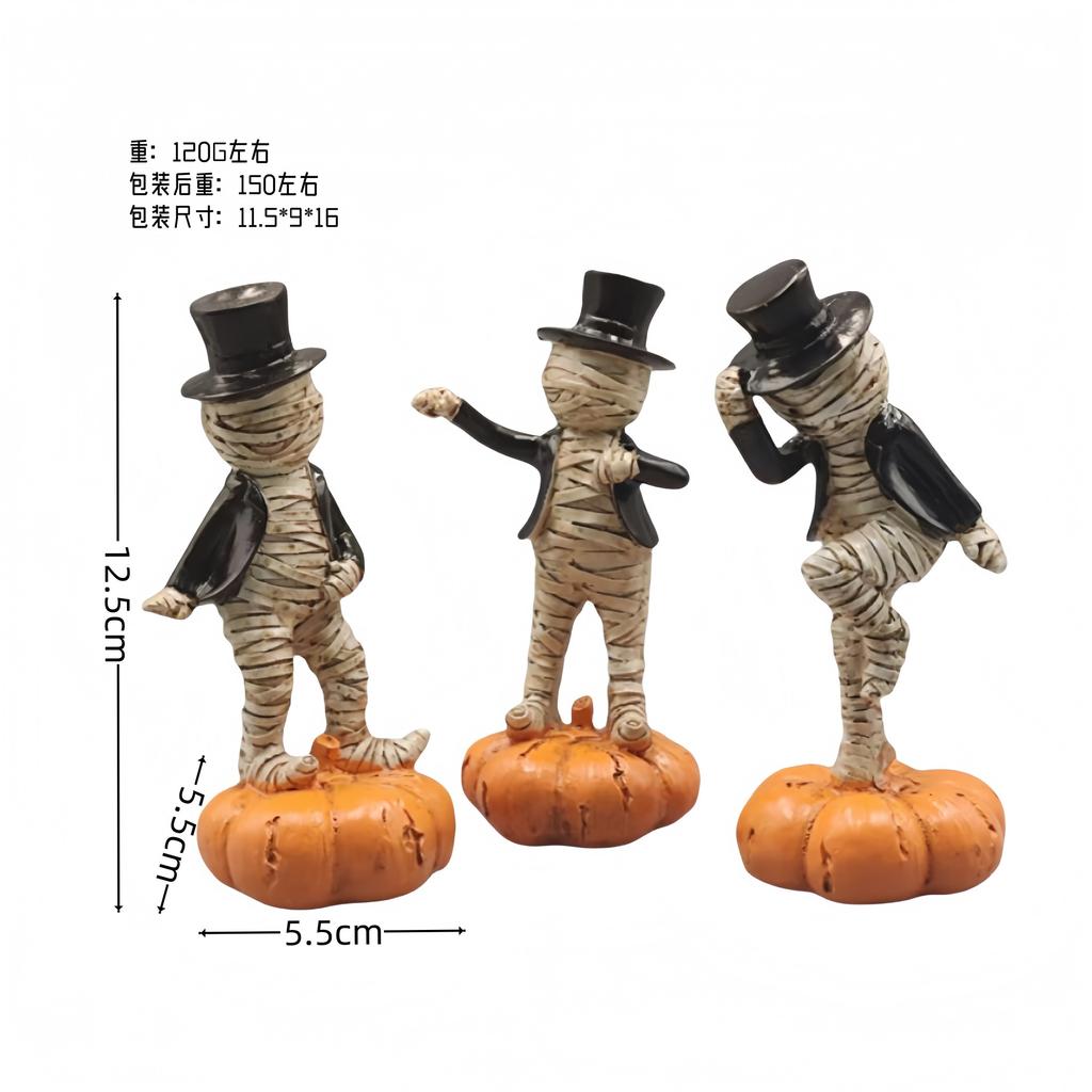 New Mummy Pumpkin Halloween Decor Miniature Desktop Model Scary Scene Ornament