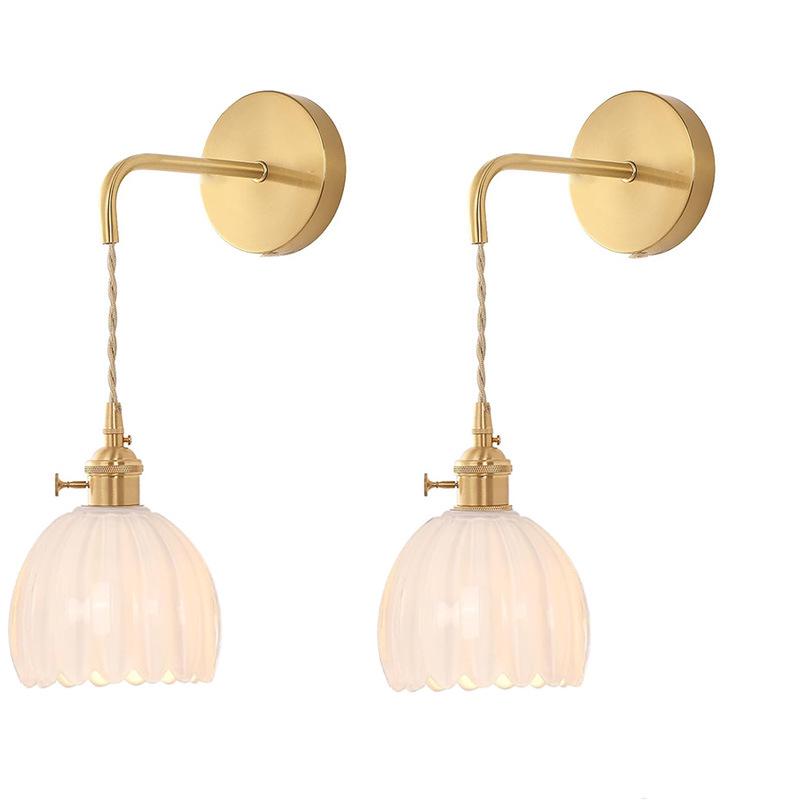 Wireless USB Charging Remote Chandelier with Retro Glass Flowers for Bedroom or Dining Room - Nordic Style