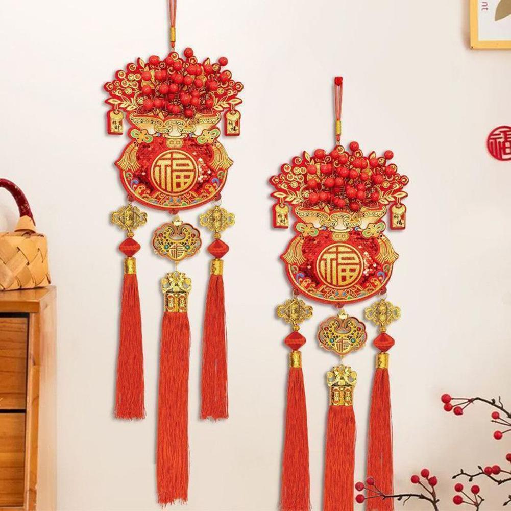 2026 New Year Fu Characters Spring Festival Pendant Color Window Door Pendant Home Decorations Chinese Knot Indoor Wall Ornament