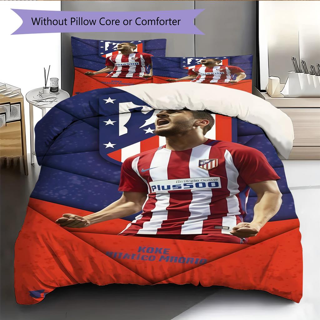 Juego de Edredón Ropa de Cama Atleti Funda de Edredón Funda de Almohada Decoración del Hogar Regalo de Cumpleaños (1 * funda nórdica + 2 * fundas de almohada, sin núcleo)
