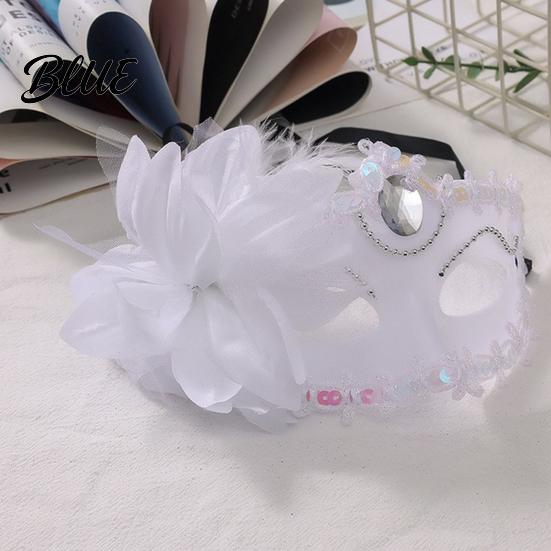 Venetian Style Mask Half Face Masquerade for Women Mesh Flower Rhinestone Mask Costumes Accessory Halloween Carnival Prom Ball Party