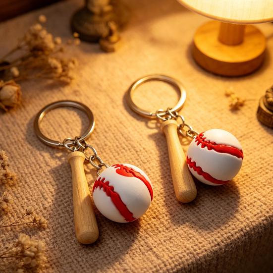 Keychain Pendant Sports Style PVC Baseball Pendant Keyring Baseball Theme Key Chain Portable Car Bag Accessory