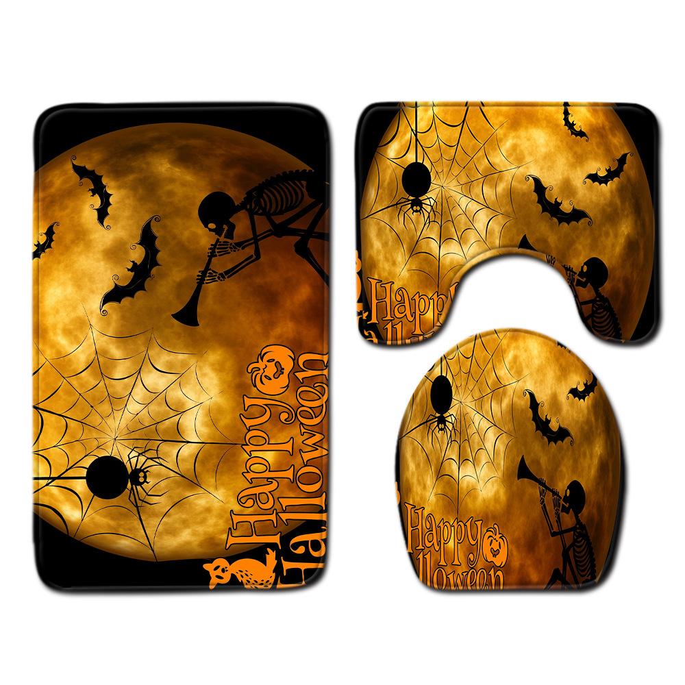Halloween Toilet Three-Piece Floor Mat Bathroom Three-Piece Carpet Doormat