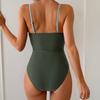 Monokini Soutien-gorge Push-Up à Armatures Ensemble Bikini Une Pièce avec Boucles Métalliques Design Creux Maillot de Bain Sexy à Bretelles Décolleté en V Dos Nu