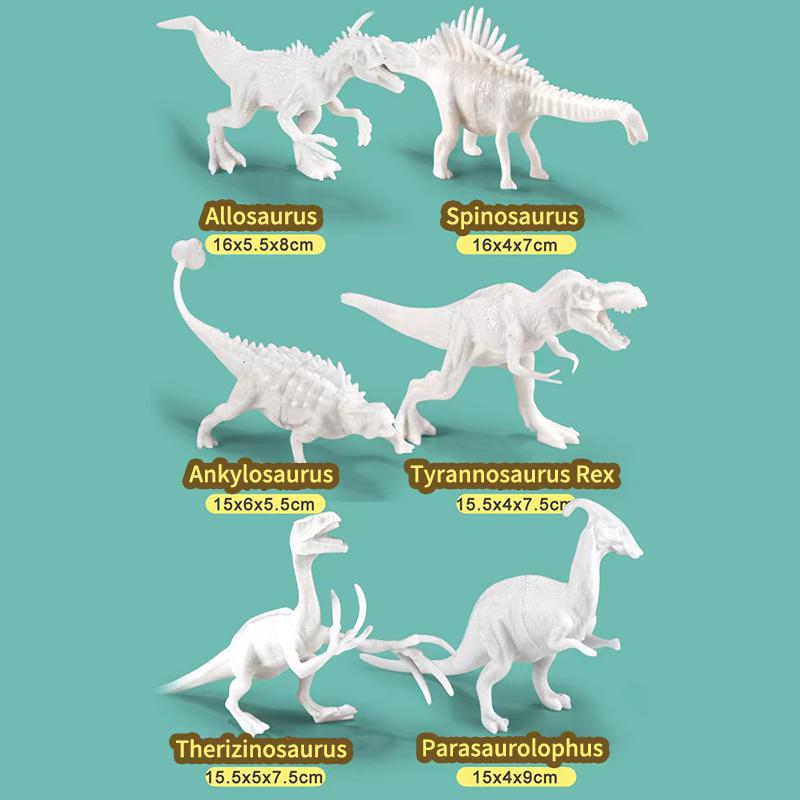 Paintable Dinosaur White Embryo Toy 1 Set DIY Graffiti Animal Model for Kids Educational STEM Craft Home Entertainment