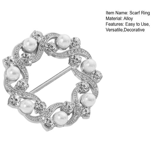 Rhinestone Scarf Ring Artificial Pearl Silk Scarf Clip Elegant Scarf Holder Ring for Women