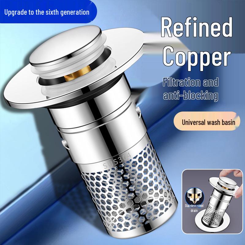 Universal 304 Washbasin Filter Bounce Core Leak Stopper - Sink Drainer & Deodorant for Kitchen and Bathroom.