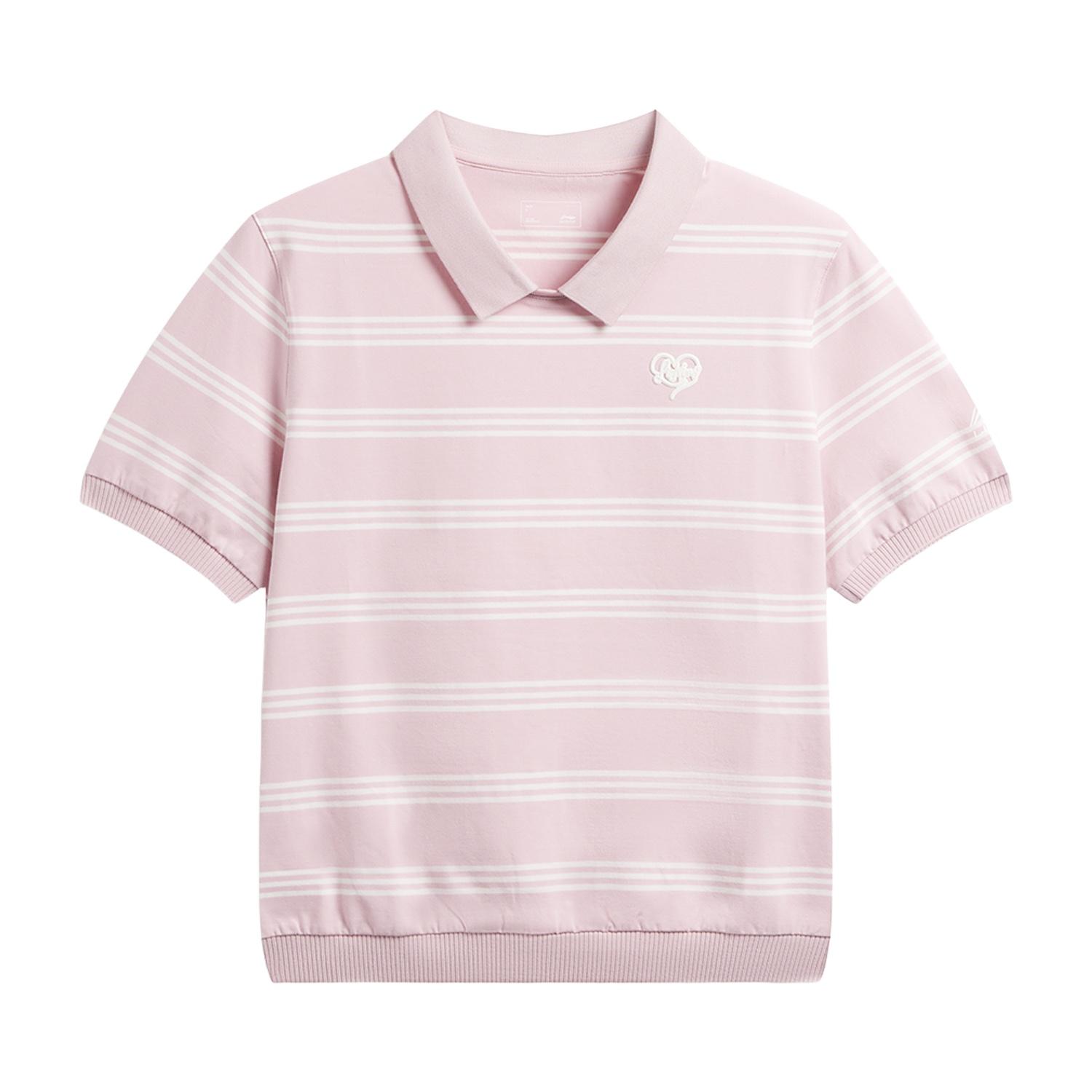 Li-Ning Sports Lifestyle Series Polo Shirt With Embroidered Letter And Stitched Collar Women tops APLW344-3 S