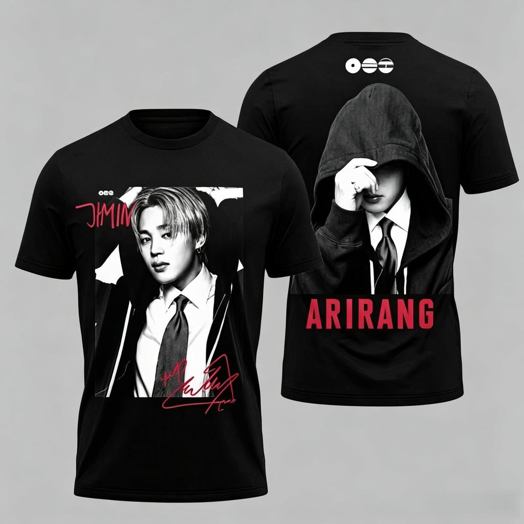 BTS Arirang Design Double Sided T-shirt 2026 World Tour Summer Pure Cotton T-shirt Men's Women's Y2k Clothing Oversized Shirt