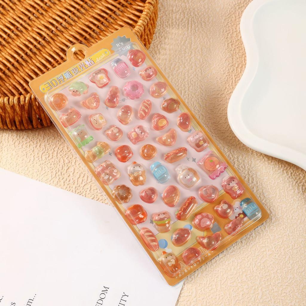 Solid 3D embossed sticker creative crystal sticker for children phone case decoration cute style glow-in-the-dark sticker