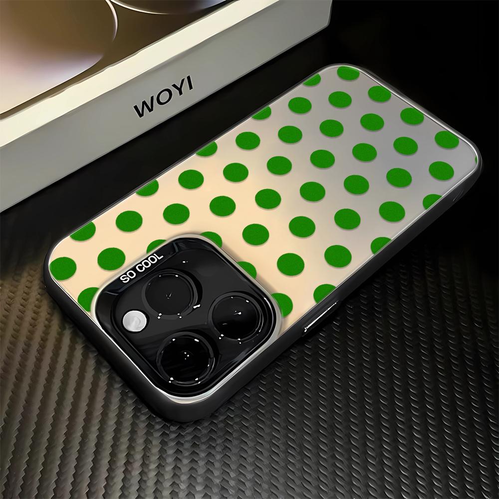 French Vintage Blue Polka Dot Soft Phone Case for iPhone 17 17E 16 15 14 13 12 11 Pro Max imitate Laser Silver hard Cover