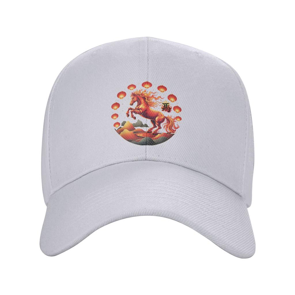 Fire Horse Chinese Zodiac Symbol 2026 Lunar New Year Baseball Cap Vintage Men Trucker Hat Design Outdoor Sport Baseball Caps