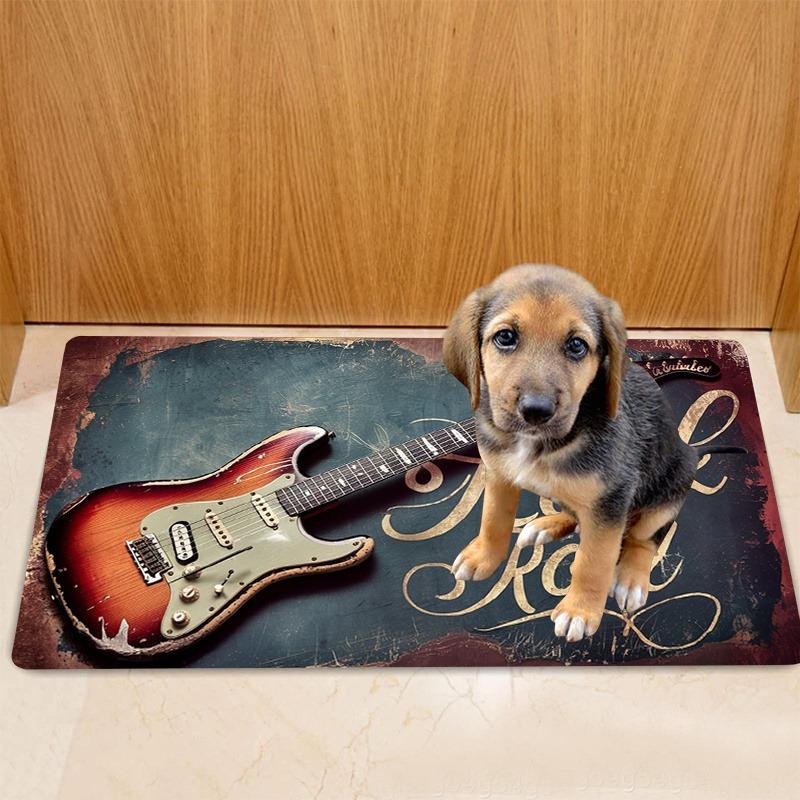 1PC Juitar Kitchen Rugs Non-Slip Home Door Mats Pop Design Bathroom Rugs Bath Mat Carpet for Home Sink Laundry Decor