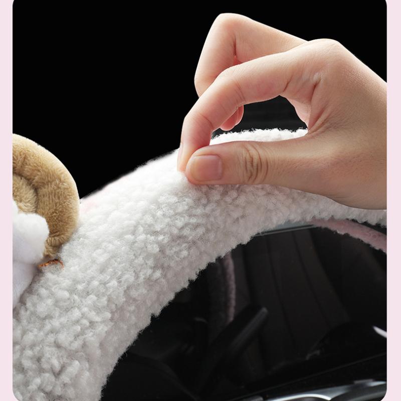 Autumn Winter Plush Steering Wheel Cover Car Warm Steering Wheel Cover Cartoon Warm Cute Car Steering Wheel Cover Cute Deer Horn