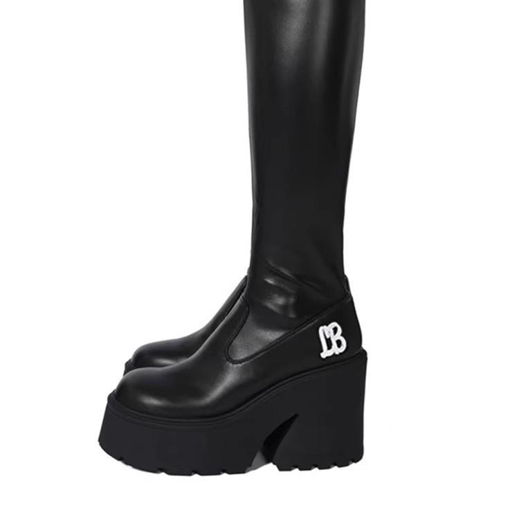 Qiao Feifei Boots Women's New High-end Foreign Thick-soled Boots Elastic Sleeve High Boots