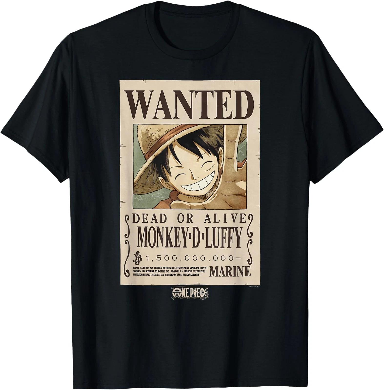 One Piece Аниме Обезьяна D. Футболка с плакатом о розыске Луффи 3XL