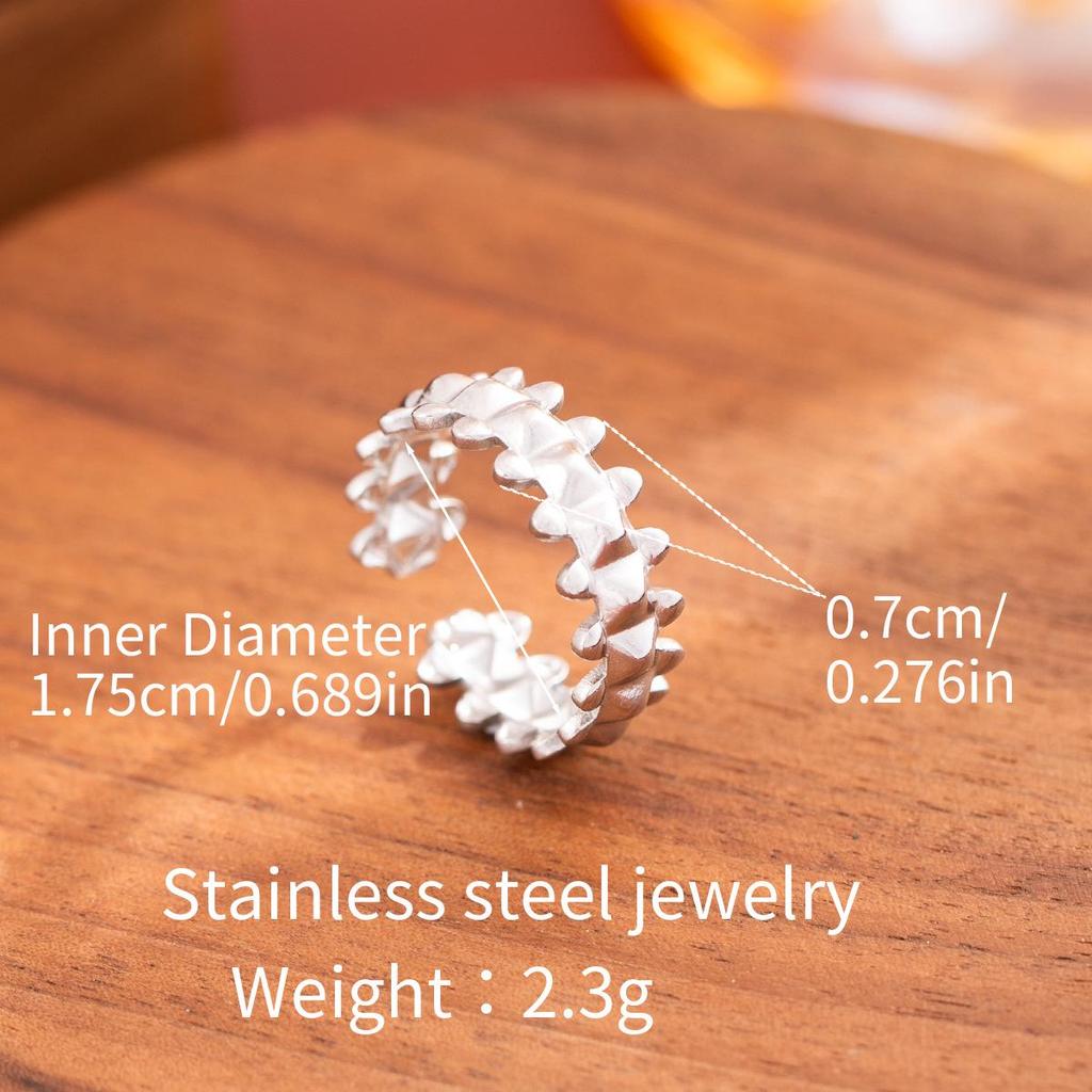 Stainless Steel Adjustable Open Ring - Colorfast Titanium Jewelry