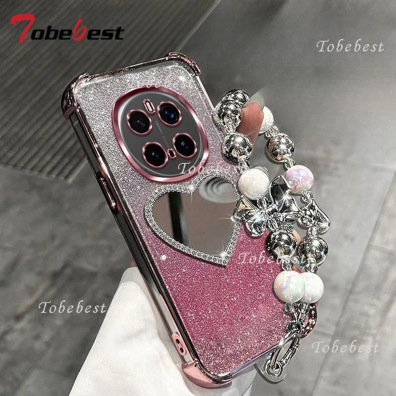 Glitter Plating Love Mirror Bracelet Case for Huawei Honor Magic 7 Lite 6 5 4 3 Pro Shockproof Silicone Cover