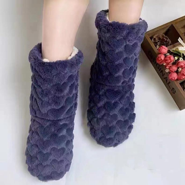 Winter Couples Anti-Slip Thick Fleece-Lined High Sock Booties for Indoor Dance and Parenting Activities Adult Non-Skid Floor Socks